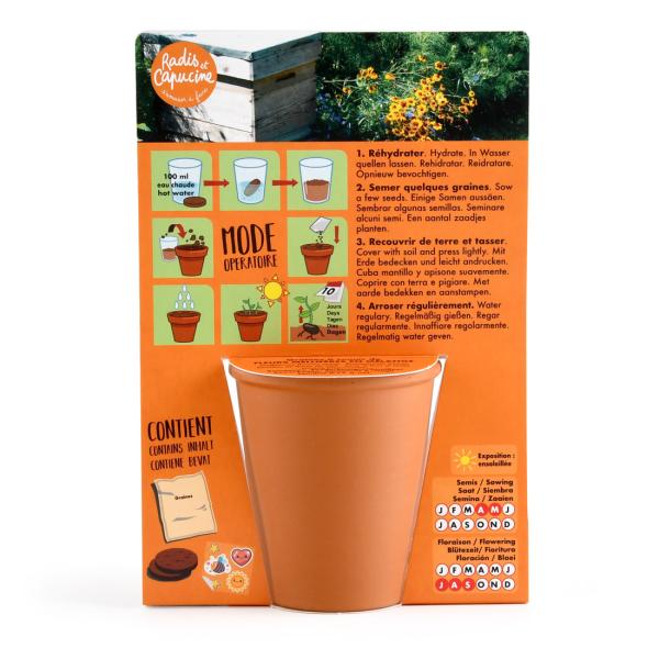 Radis et Capucine - Kit de jardinage enfant - Fleurs Mellifères - MEDIA_PACKAGING_VERSO